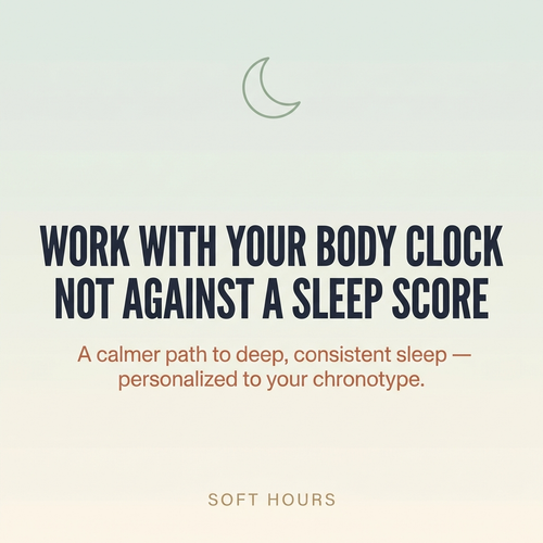Work with your body clock, not against a sleep score — The Chronotype Reset promise. A calmer path to deep, consistent sleep, personalized to your chronotype.